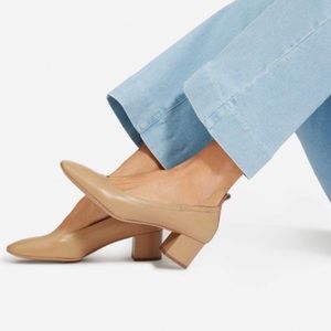 everlane | day heel stacked italian leather nude tan pecan 8.5
